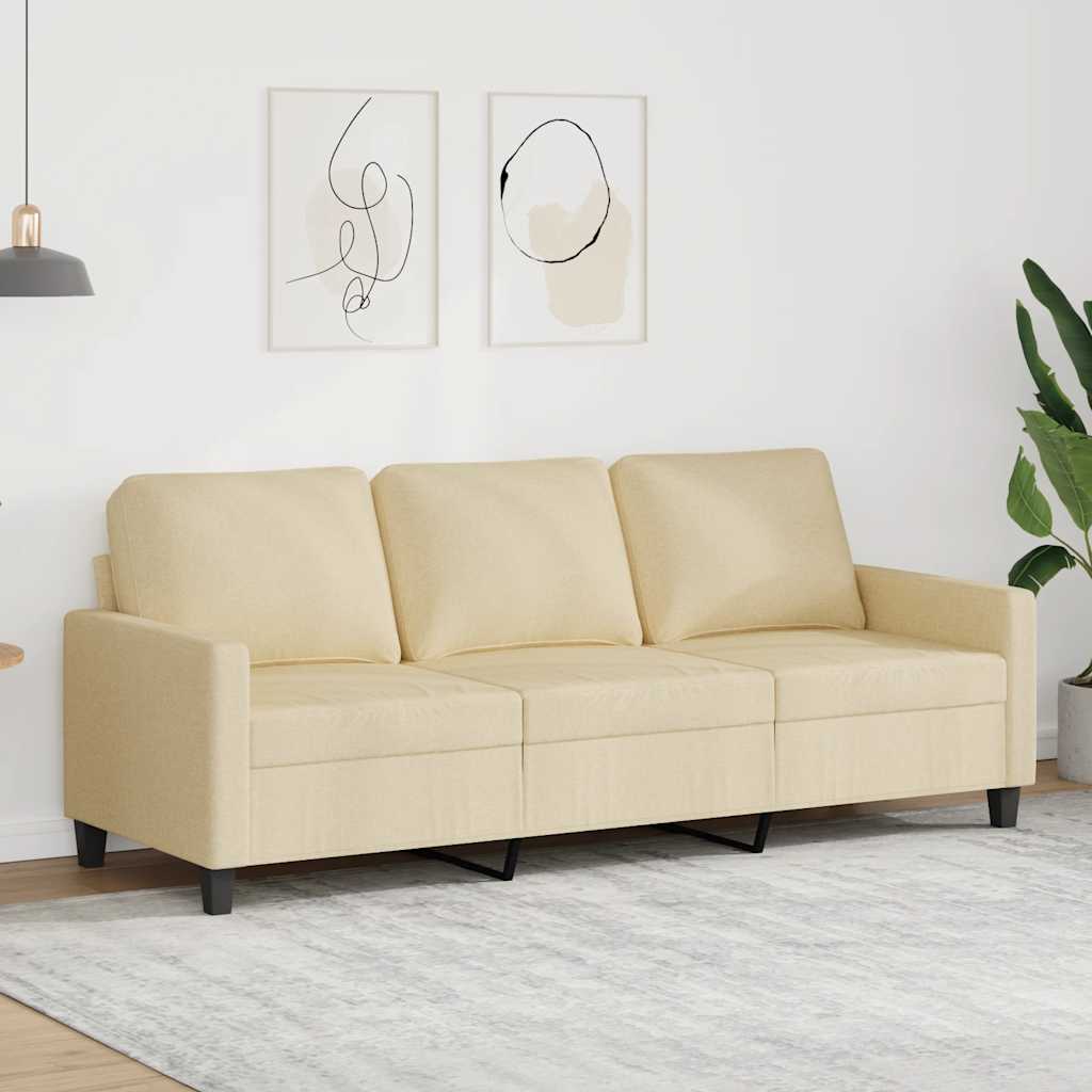 Sofá de 3 lugares tecido 180 cm cor creme