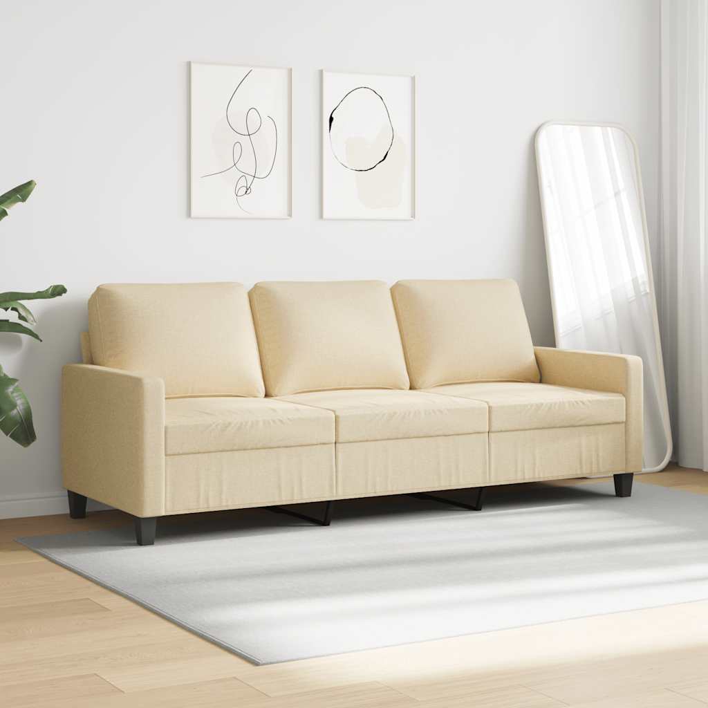 Sofá de 3 lugares tecido 180 cm cor creme