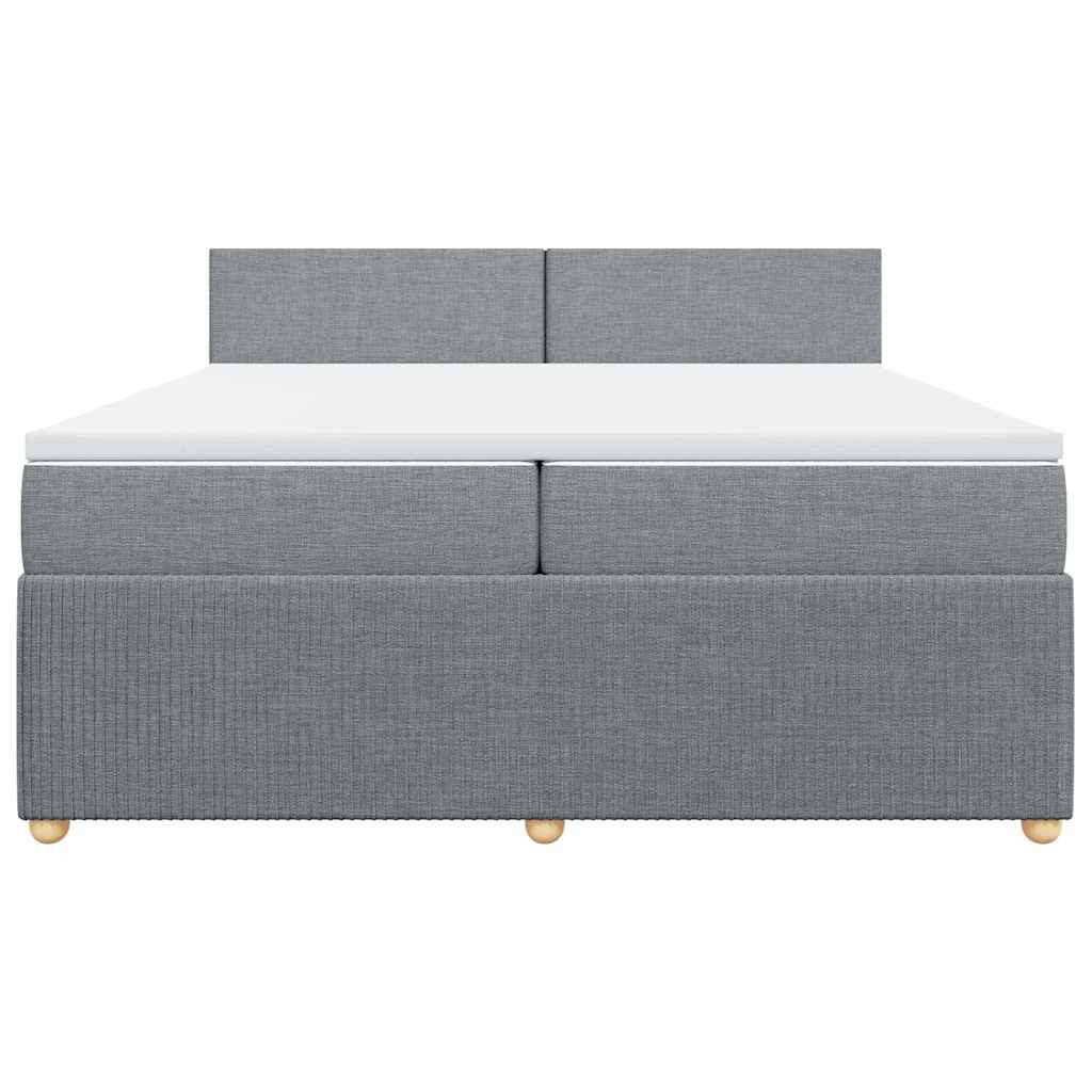 Cama com molas/colchão 200x200 cm tecido cinza-claro