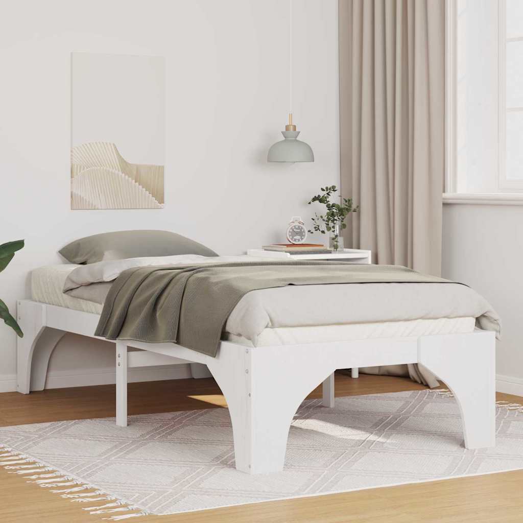 Estrutura da cama branco 90 x 190 cm madeira de pinheiro sólida