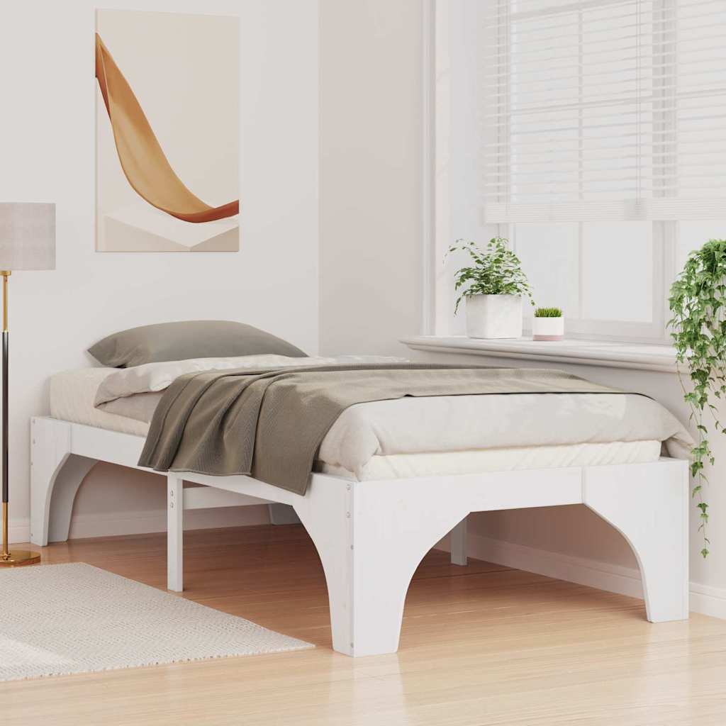 Estrutura da cama branco 90 x 190 cm madeira de pinheiro sólida