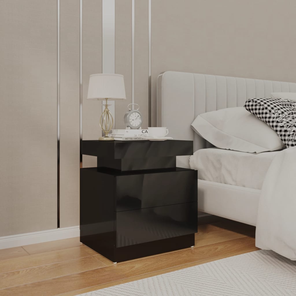 Mesa de cabeceira 40x35x65 cm derivados madeira preto brilhante