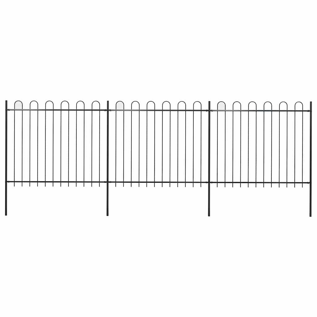 Cerca de jardim com arco superior em aço 504x150 cm preta