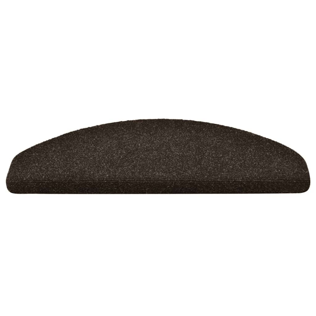 Tapetes de escada autoadesivos 15 peças 65x21x4 cm marrom escuro meio redondo grande