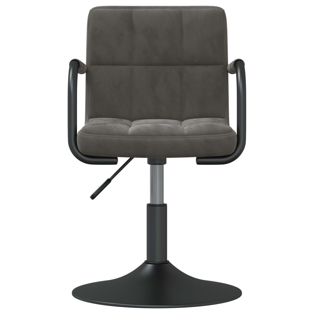 Cadeiras de jantar giratórias 2 pcs veludo cinzento-escuro
