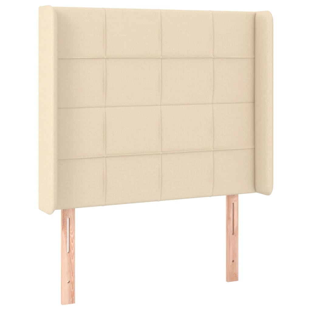 Cabeceira de cama c/ luzes LED tecido 93x16x118/128cm cor creme
