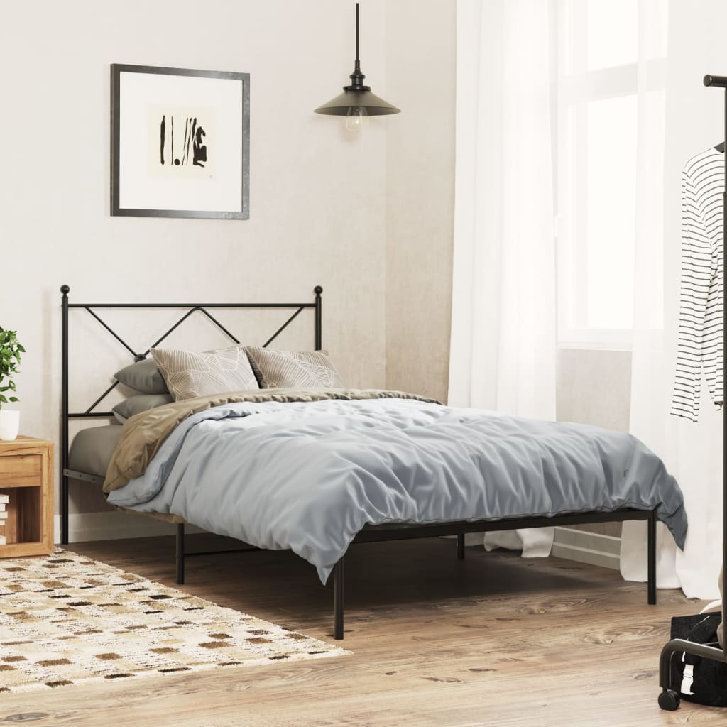 Estrutura de cama com cabeceira 107x203 cm metal preto