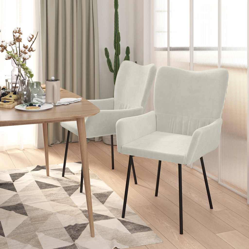 Cadeiras de jantar 2 pcs veludo cor creme