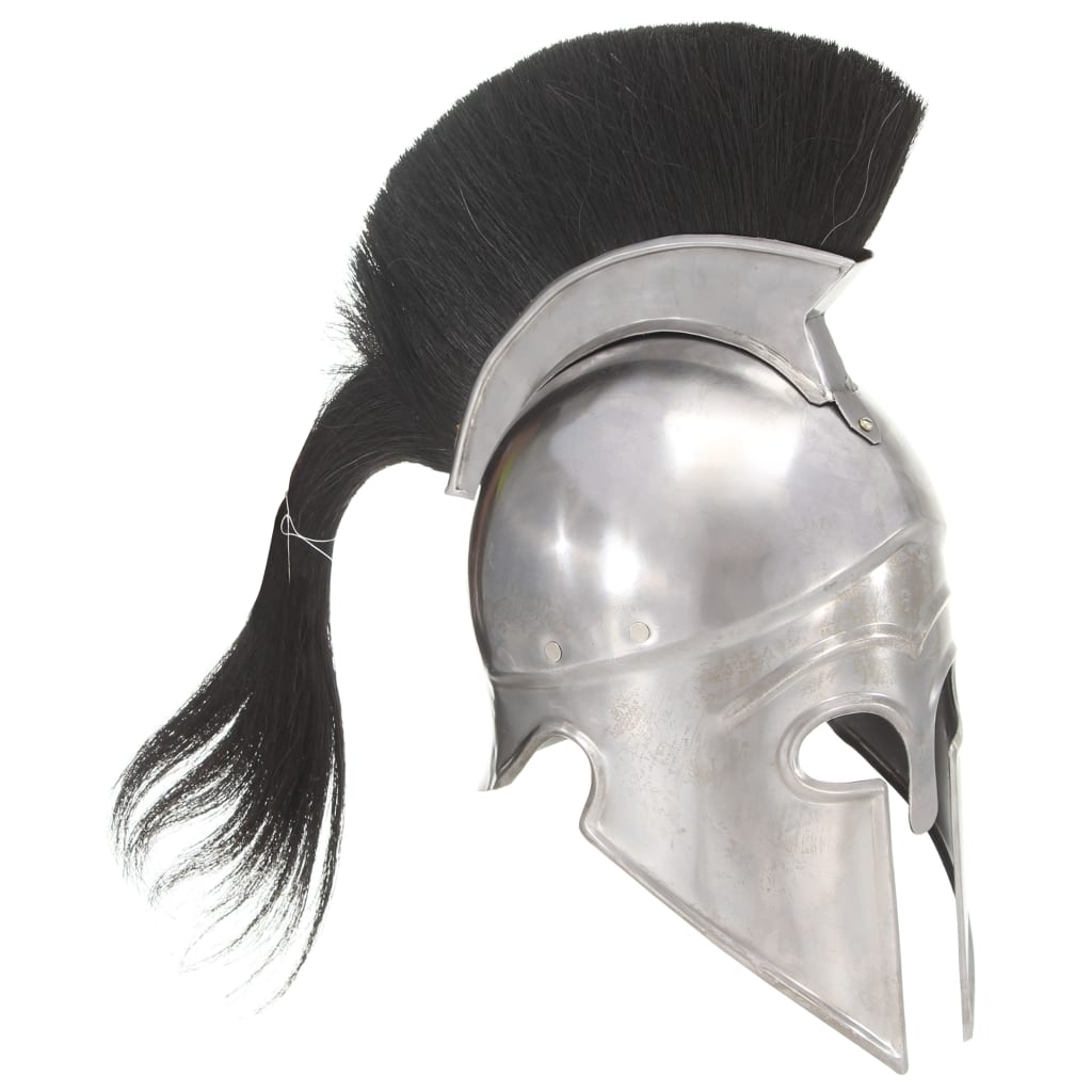 Capacete de soldado grego réplica larp aço prateado