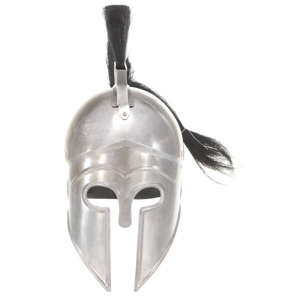 Capacete de soldado grego réplica larp aço prateado