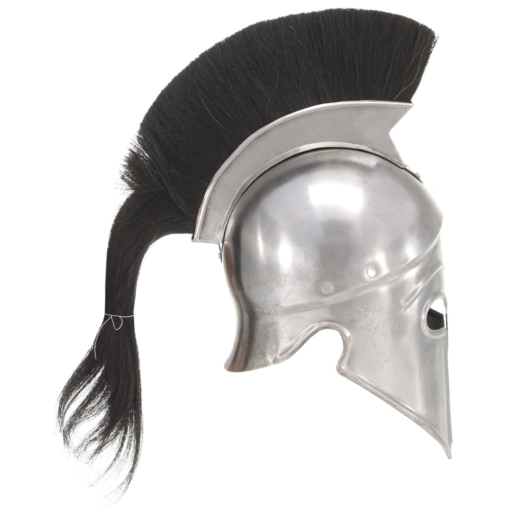 Capacete de soldado grego réplica larp aço prateado