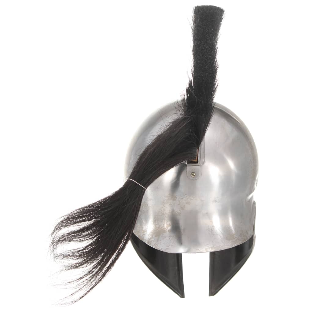 Capacete de soldado grego réplica larp aço prateado