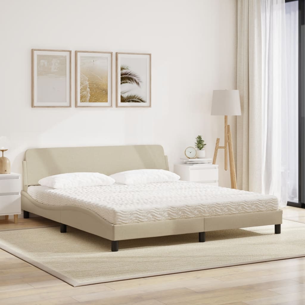 Cama com colchão dover 180x200 cm tecido cor creme