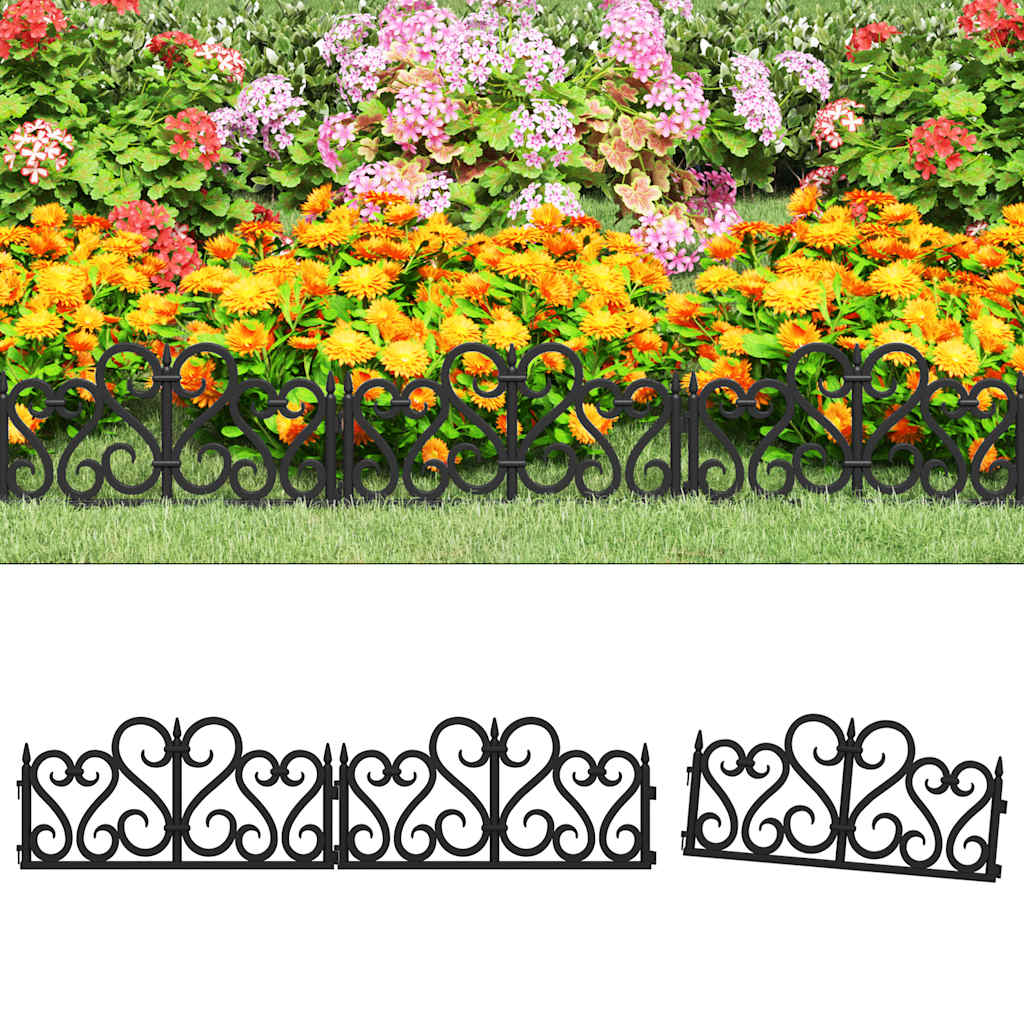 Bordas de relvado 17 pcs 10 m PP preto