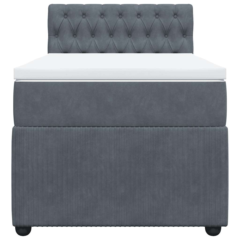 Cama com molas/colchão 100x200 cm veludo cinza-escuro