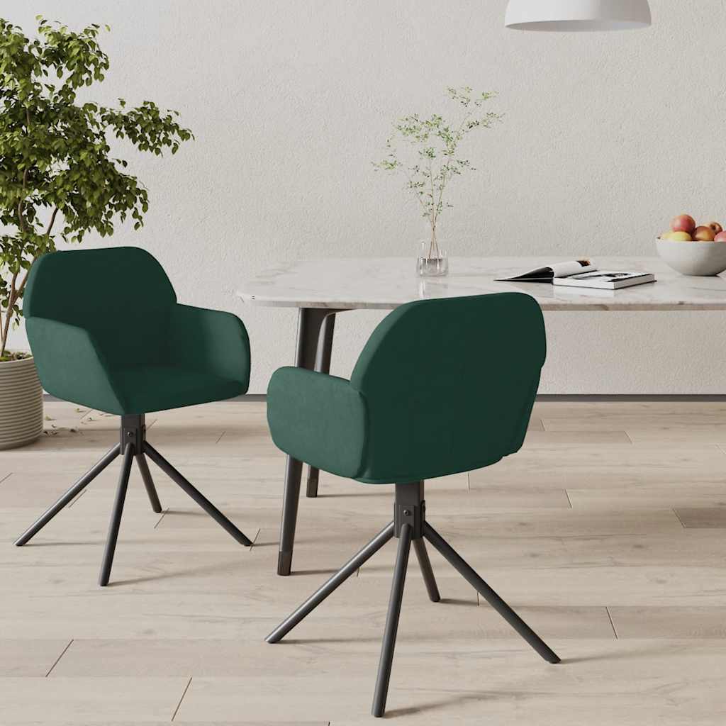 Cadeiras de jantar giratorias 2 pcs veludo verde-escuro