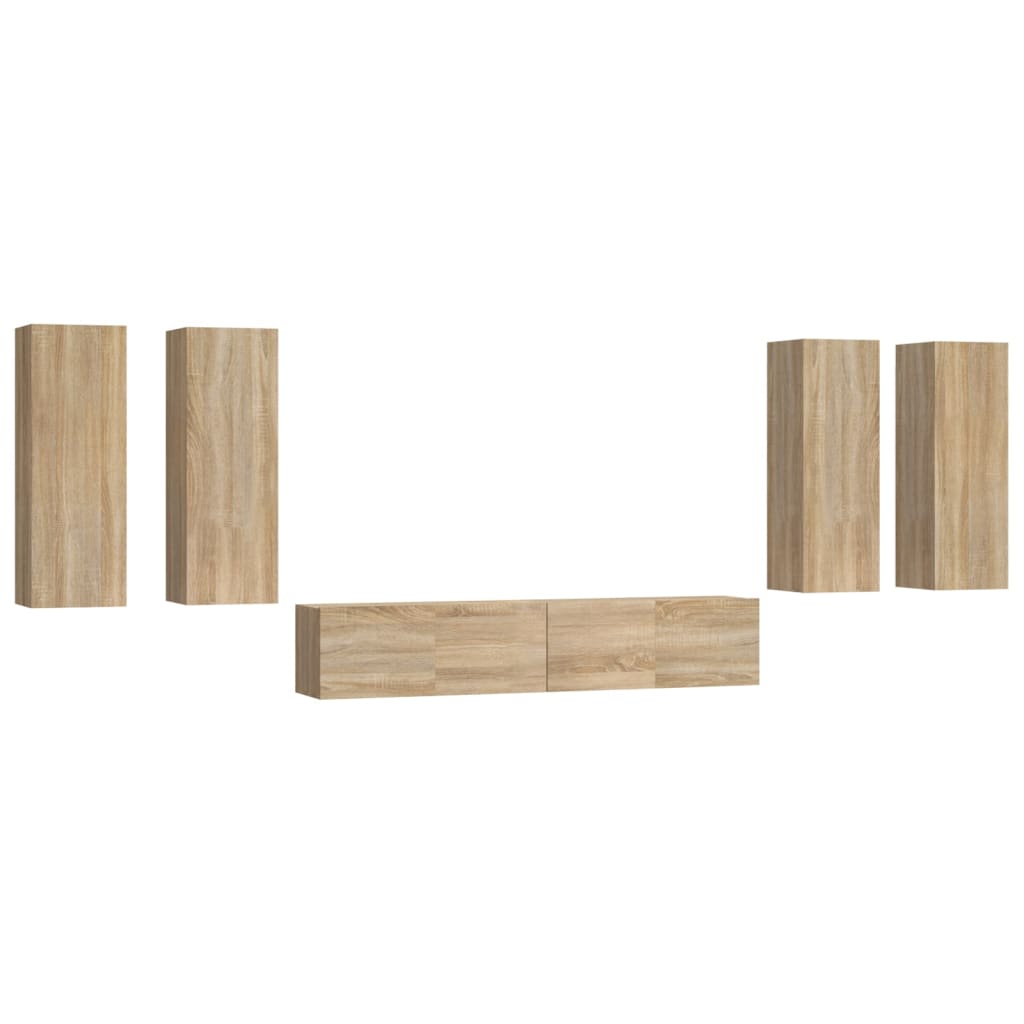 Conjunto móveis de TV 6 pcs madeira processada carvalho sonoma