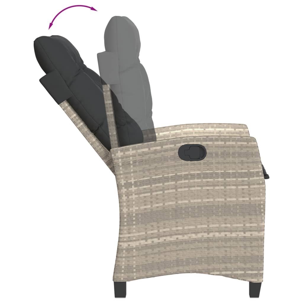 5 Pcs conjunto de jantar p/ jardim c/ almofadões cinzento claro