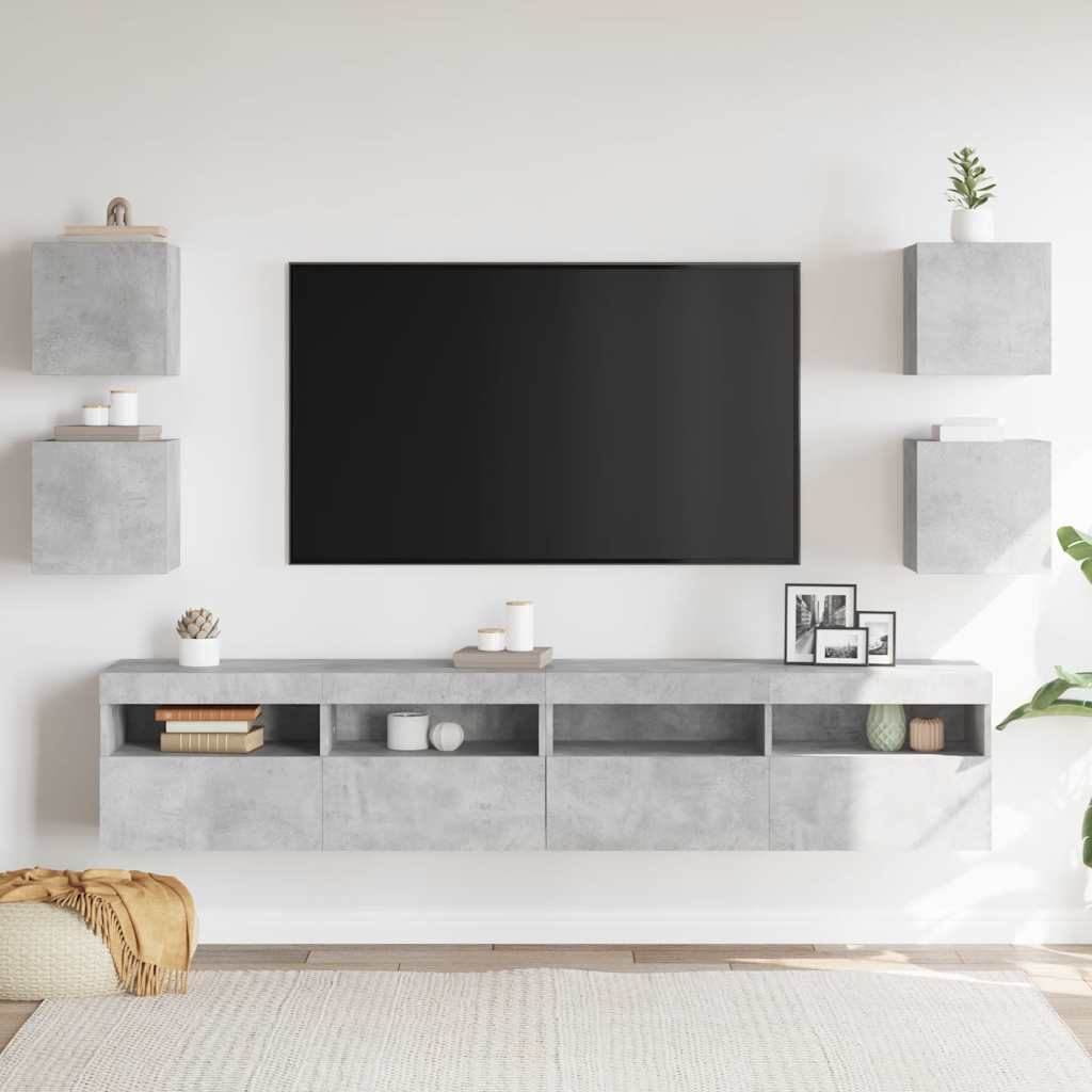 Móvel de TV de parede 4 pcs 30,5x30x30 cm cinzento cimento