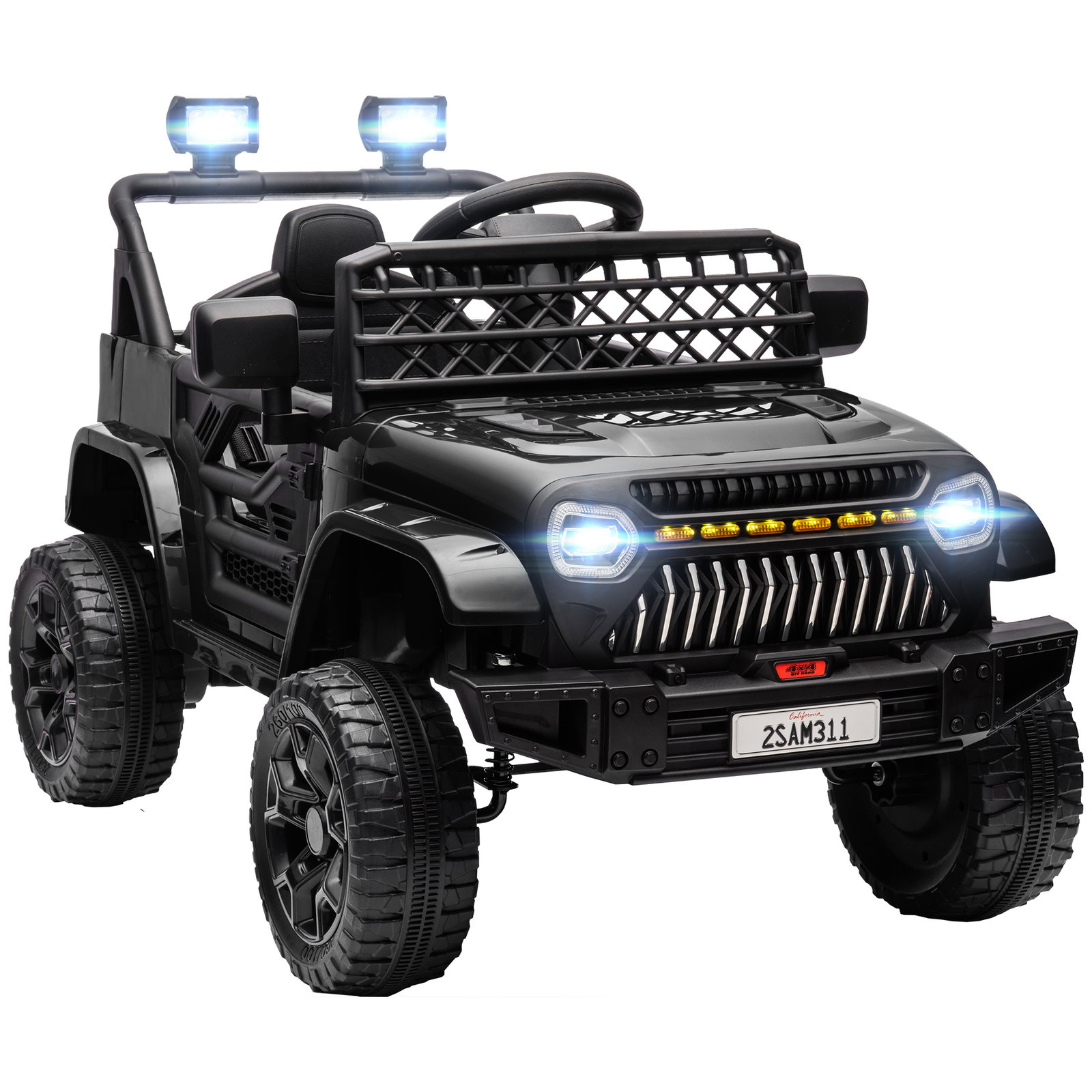 Carro elétrico para crianças carro elétrico infantil utv 12v com velocidade ajustável USB e faróis 95x62,5x65 cm preto
