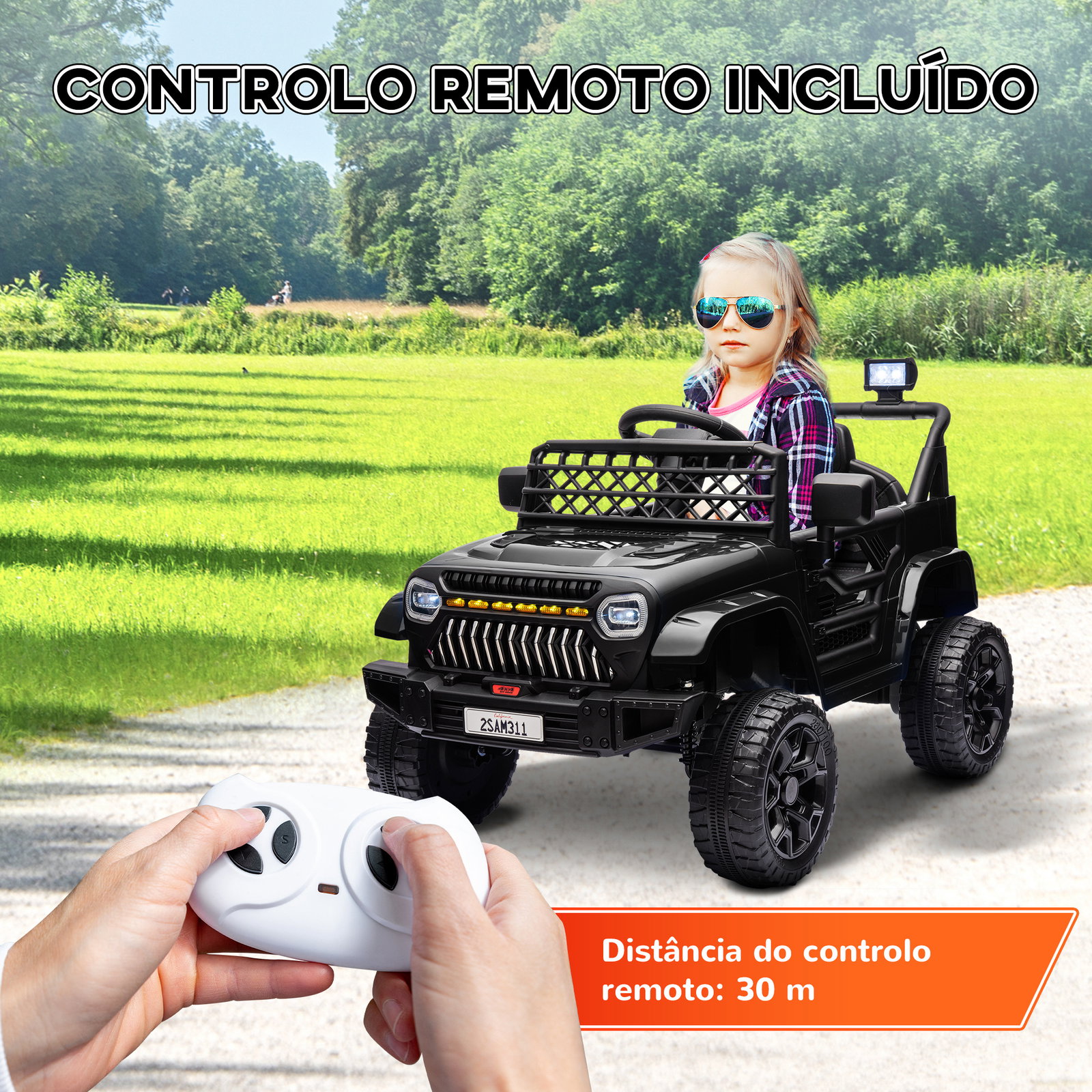 Carro elétrico para crianças carro elétrico infantil utv 12v com velocidade ajustável USB e faróis 95x62,5x65 cm preto