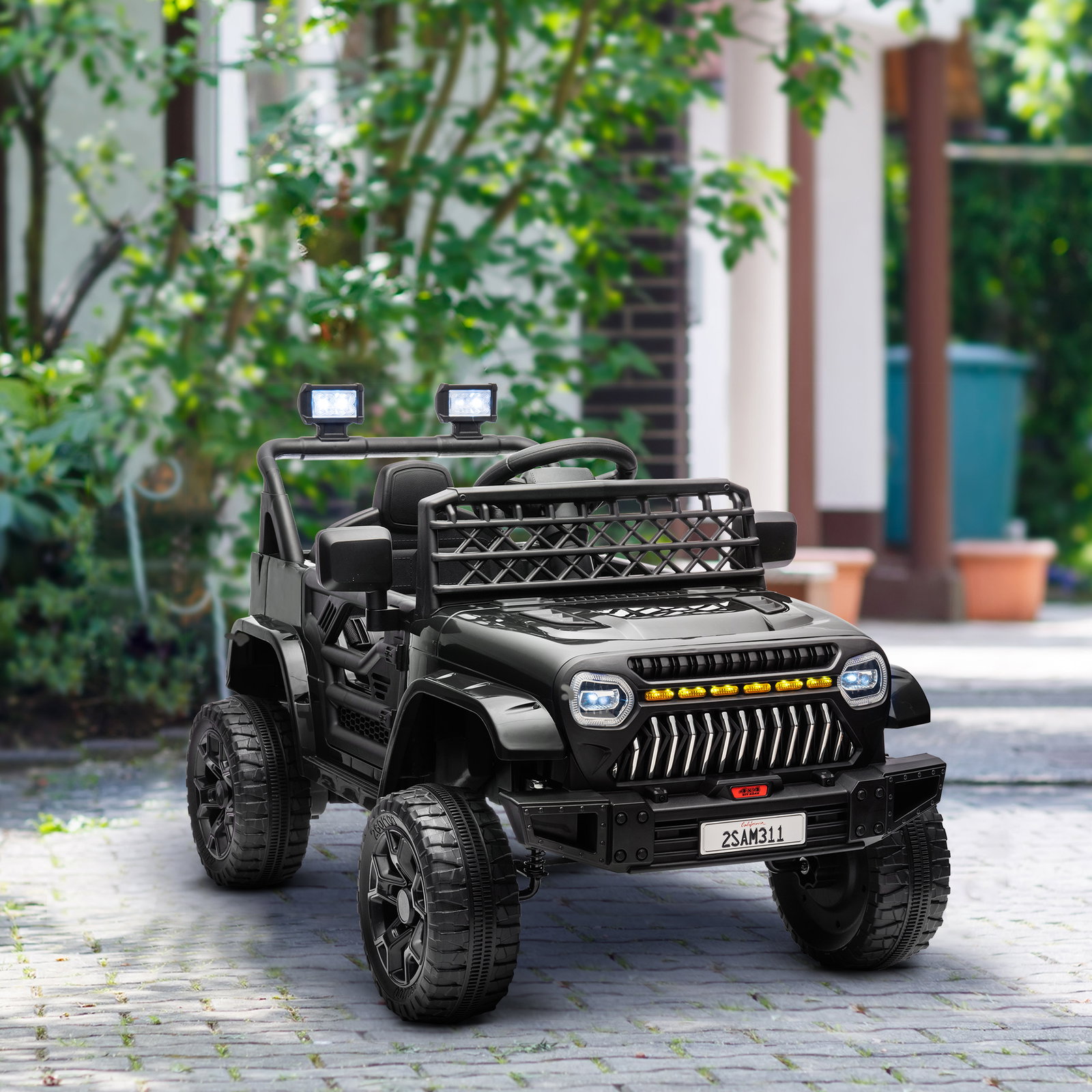 Carro elétrico para crianças carro elétrico infantil utv 12v com velocidade ajustável USB e faróis 95x62,5x65 cm preto