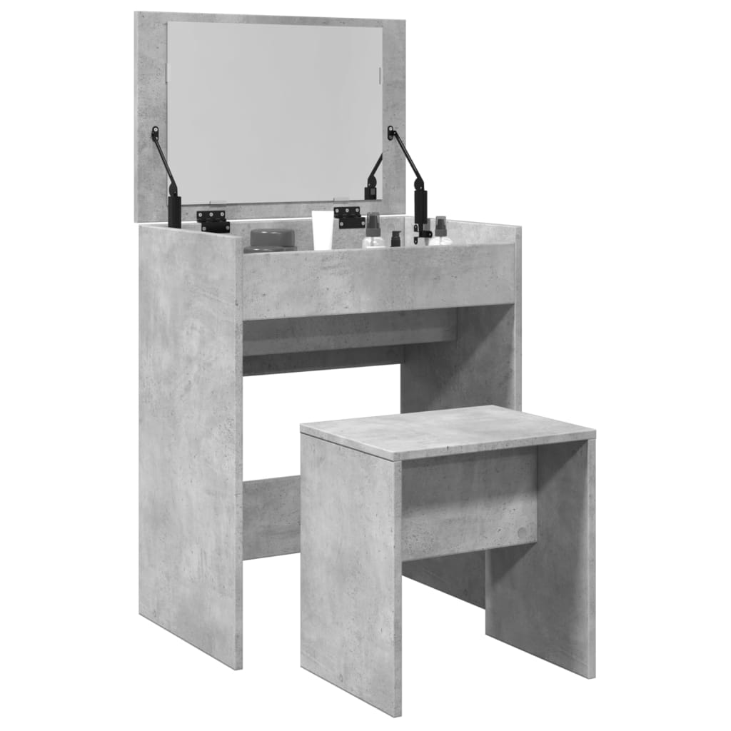 Toucador e banco 60x40x113,5 cm cinzento cimento