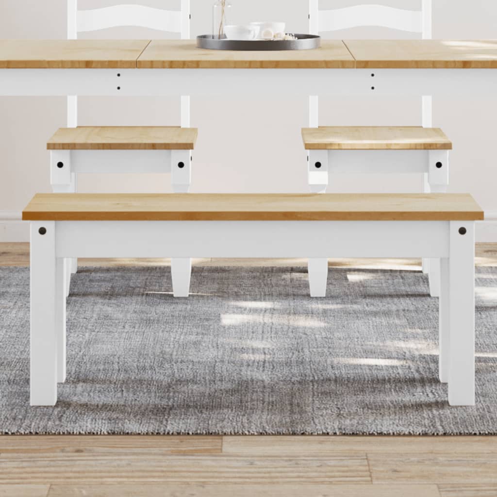 Banco panama 105x30x45 cm madeira de pinho maciça branco