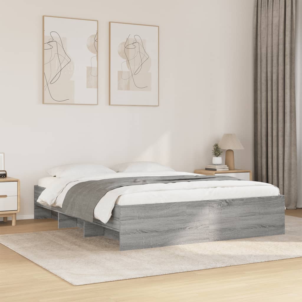 Estrutura de cama sem colchão 160x200 cm sonoma cinzento