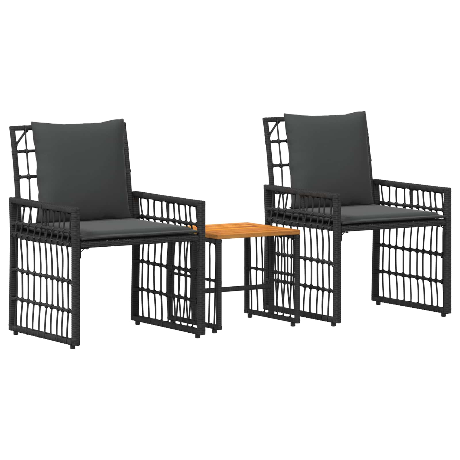Conjunto de móveis para exterior 3 unid. preto e cinza escuro
