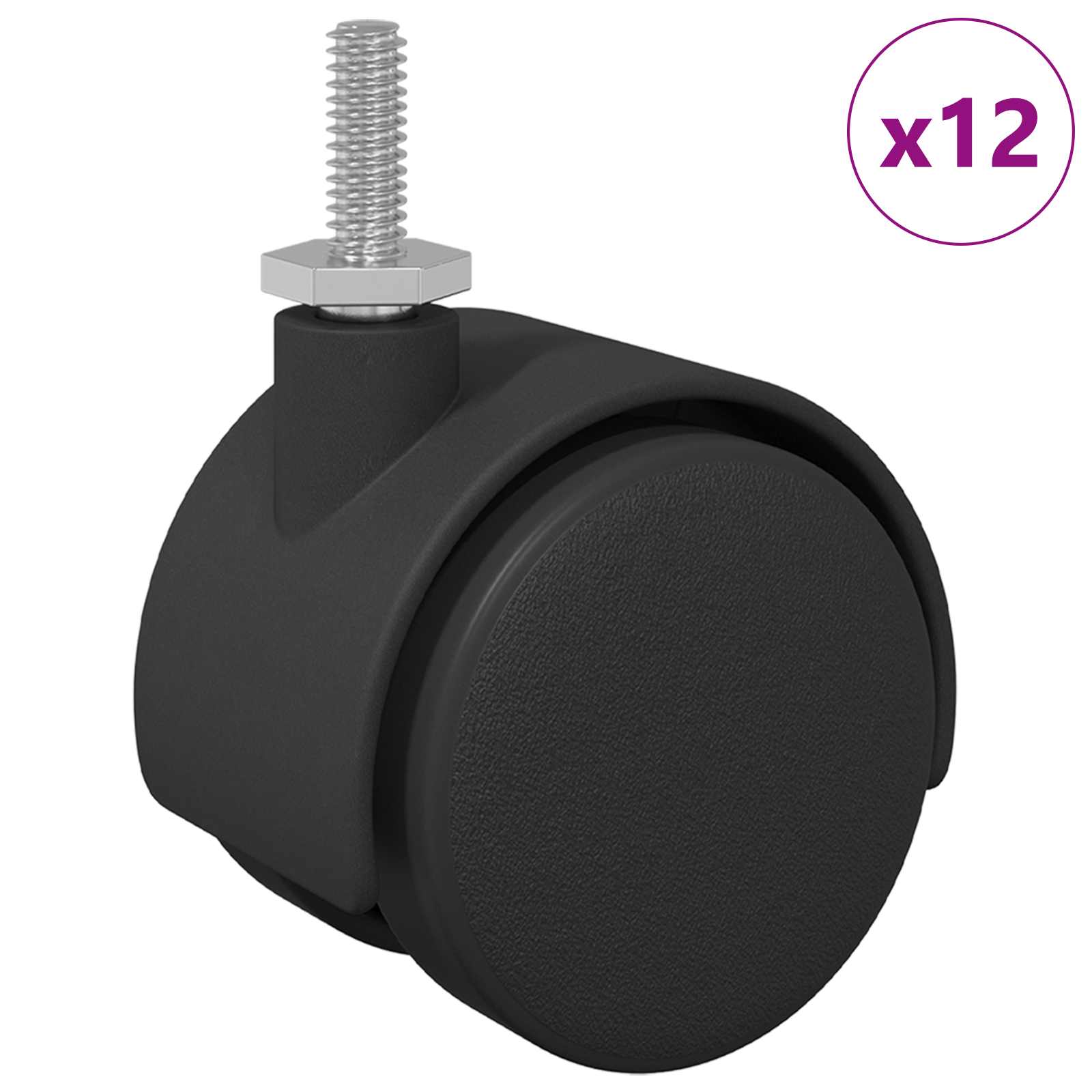 Roda 12 unid. preto e prata 40,1 x 40,1 x 37,8 mm ferro e PP