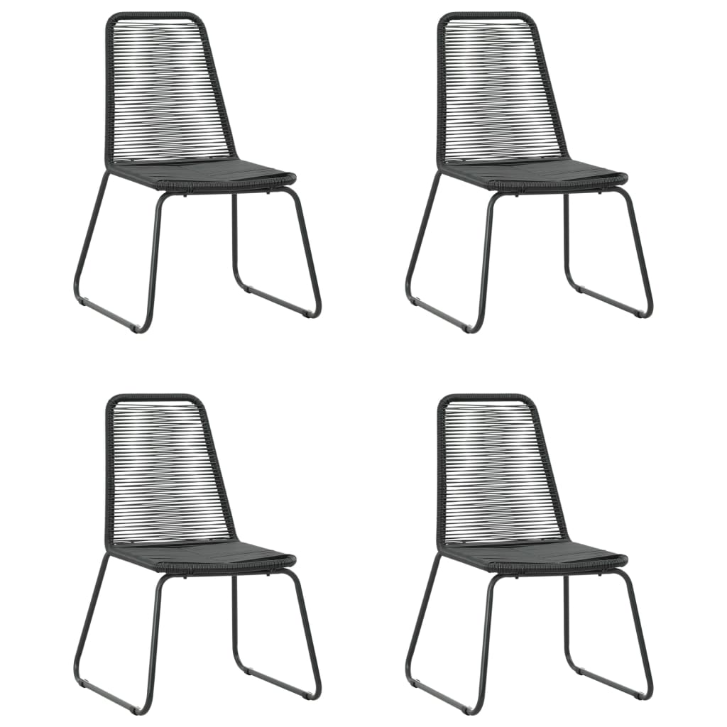 5 Pcs conjunto de jantar para jardim vime de PVC preto