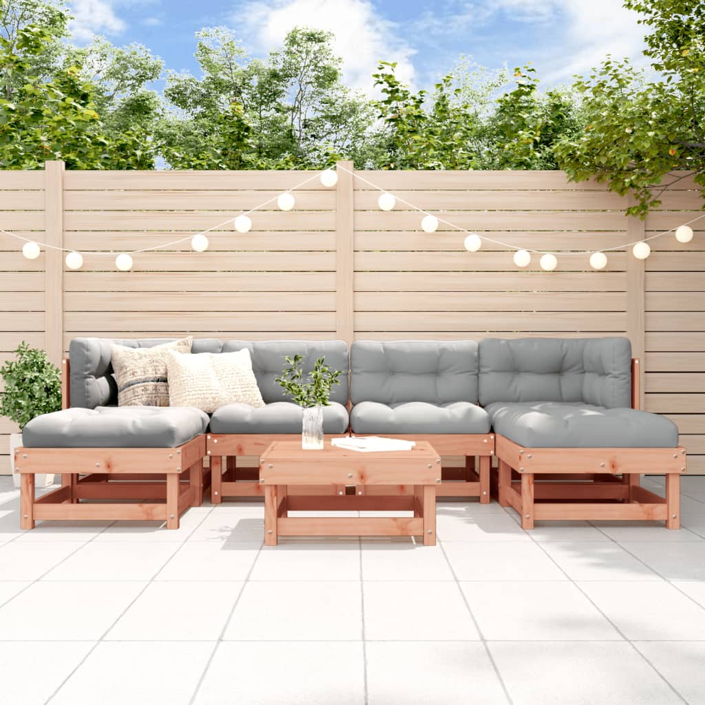 7 Pcs conjunto lounge de jardim madeira de douglas maciça