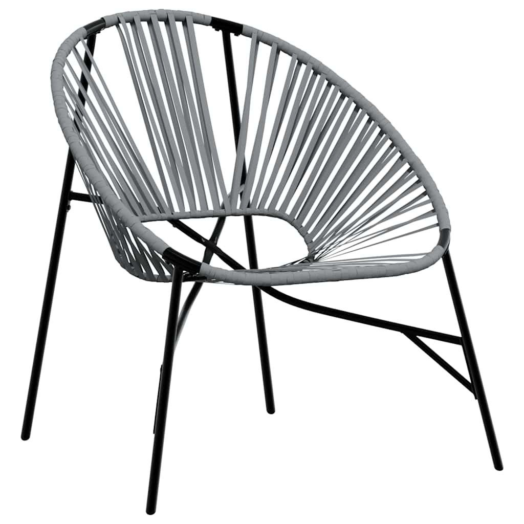 Cadeiras de jardim 3 pcs vime preto e cinza-claro