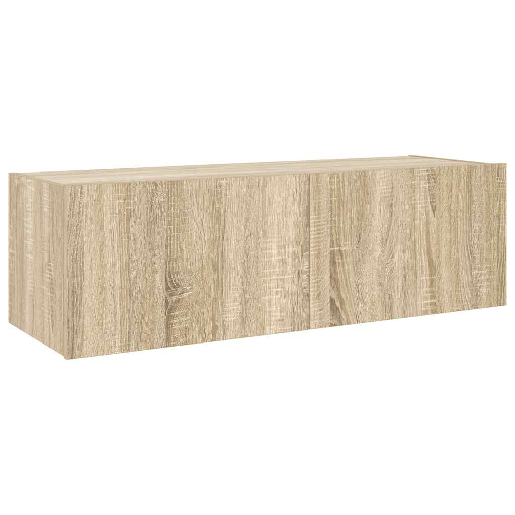 Móvel de parede p/ TV c/ luzes LED 100x35x31 cm carvalho sonoma