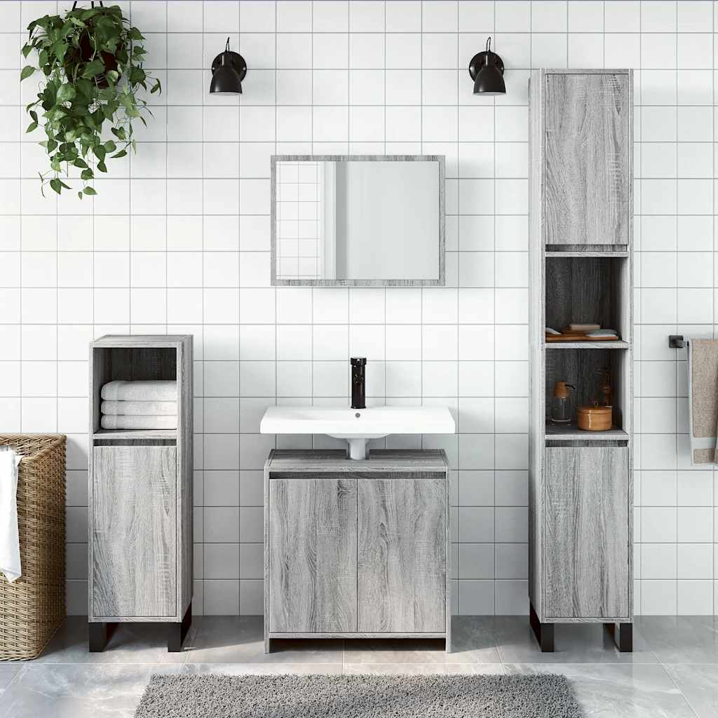 2 Pcs conjunto móveis wc derivados de madeira sonoma cinza