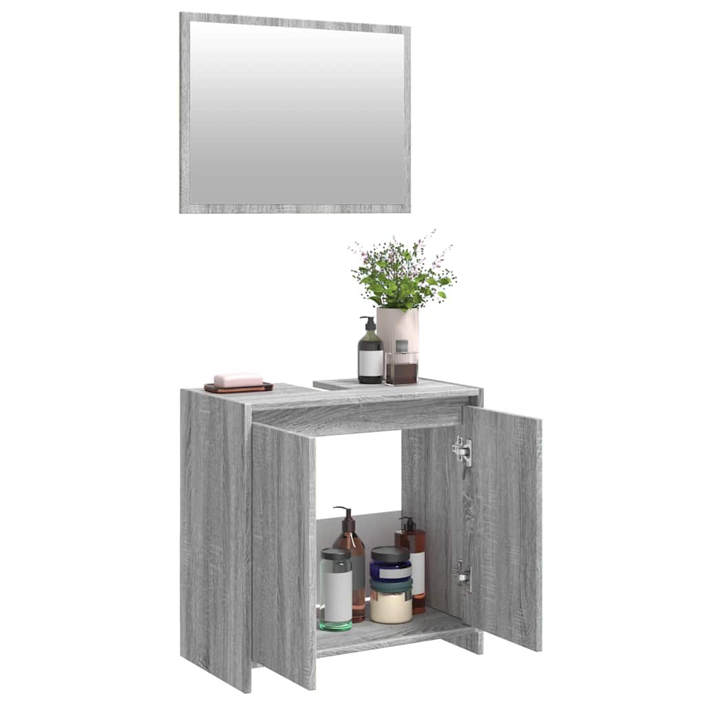 2 Pcs conjunto móveis wc derivados de madeira sonoma cinza