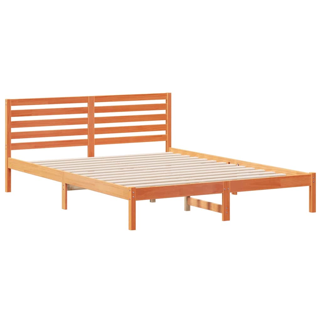 Estrutura da cama com cabeceira marrom cera 160 x 220 cm