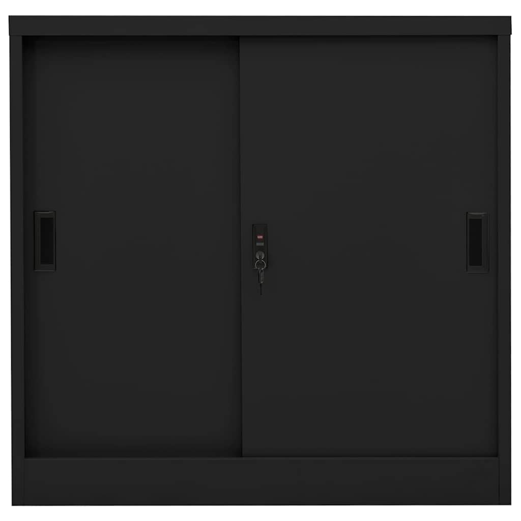 Armário de escritório c/ porta deslizante 90x40x90 cm aço preto