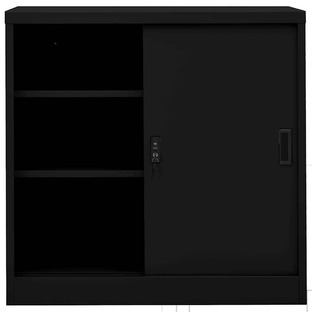 Armário de escritório c/ porta deslizante 90x40x90 cm aço preto