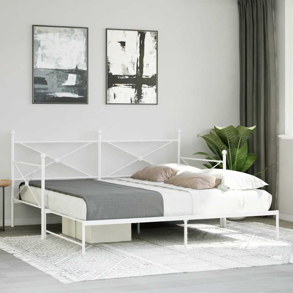 Cama de dia com gavetão sem colchão 107x203 cm aço branco