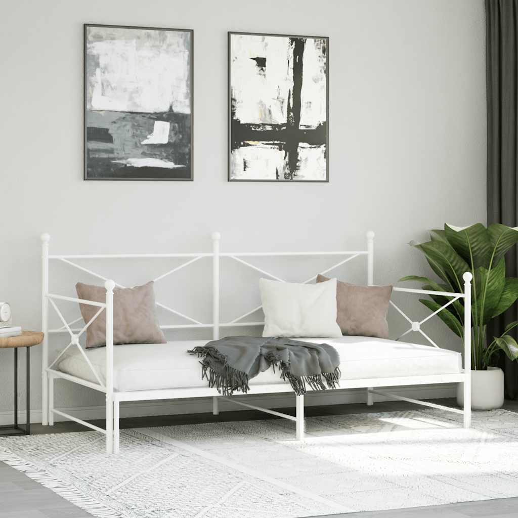 Cama de dia com gavetão sem colchão 107x203 cm aço branco