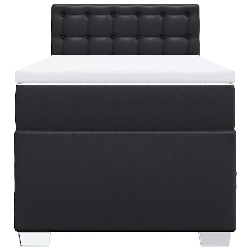Cama com molas/colchão 80x200 cm couro artificial preto