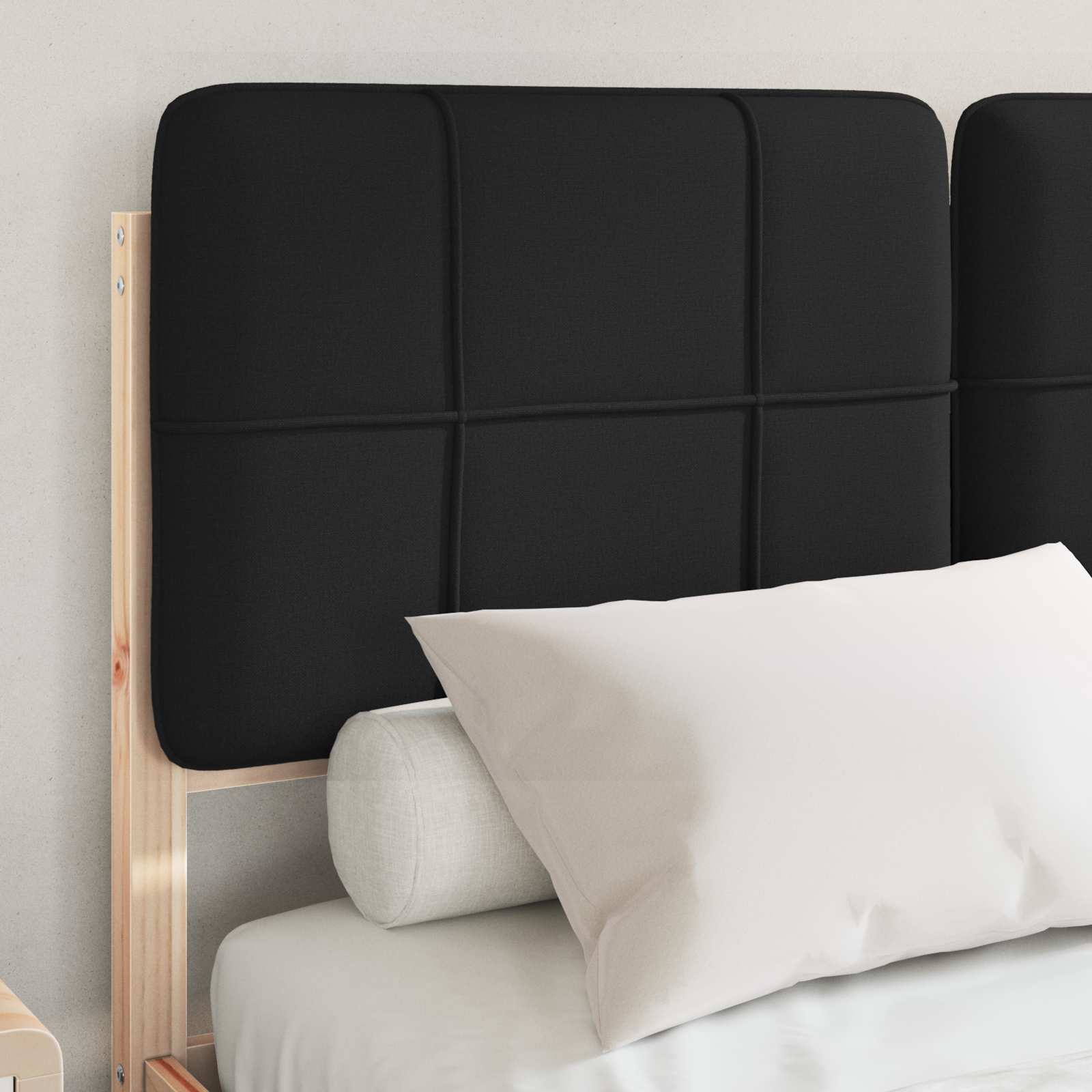 Estrutura de cama com cabeceira estofada preto 120 x 190 cm