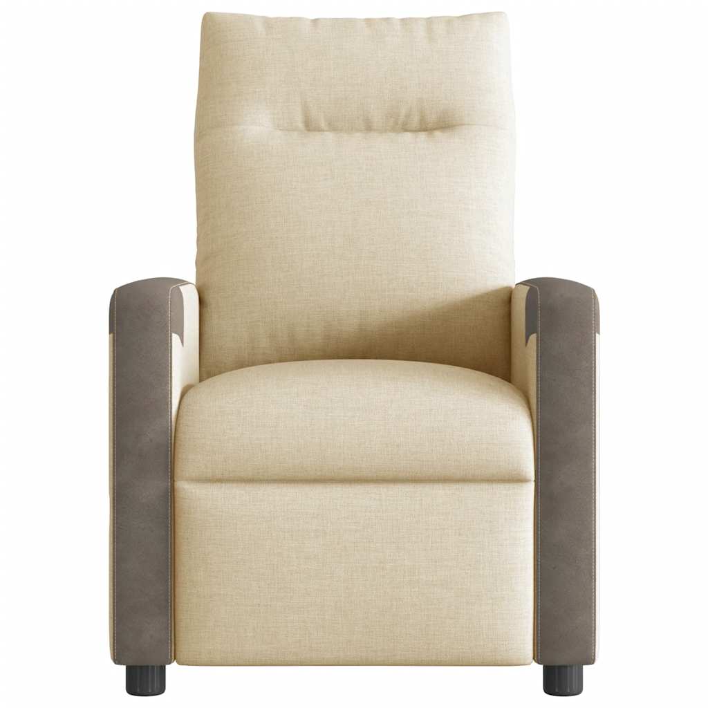Poltrona de massagens reclinável tecido cor creme