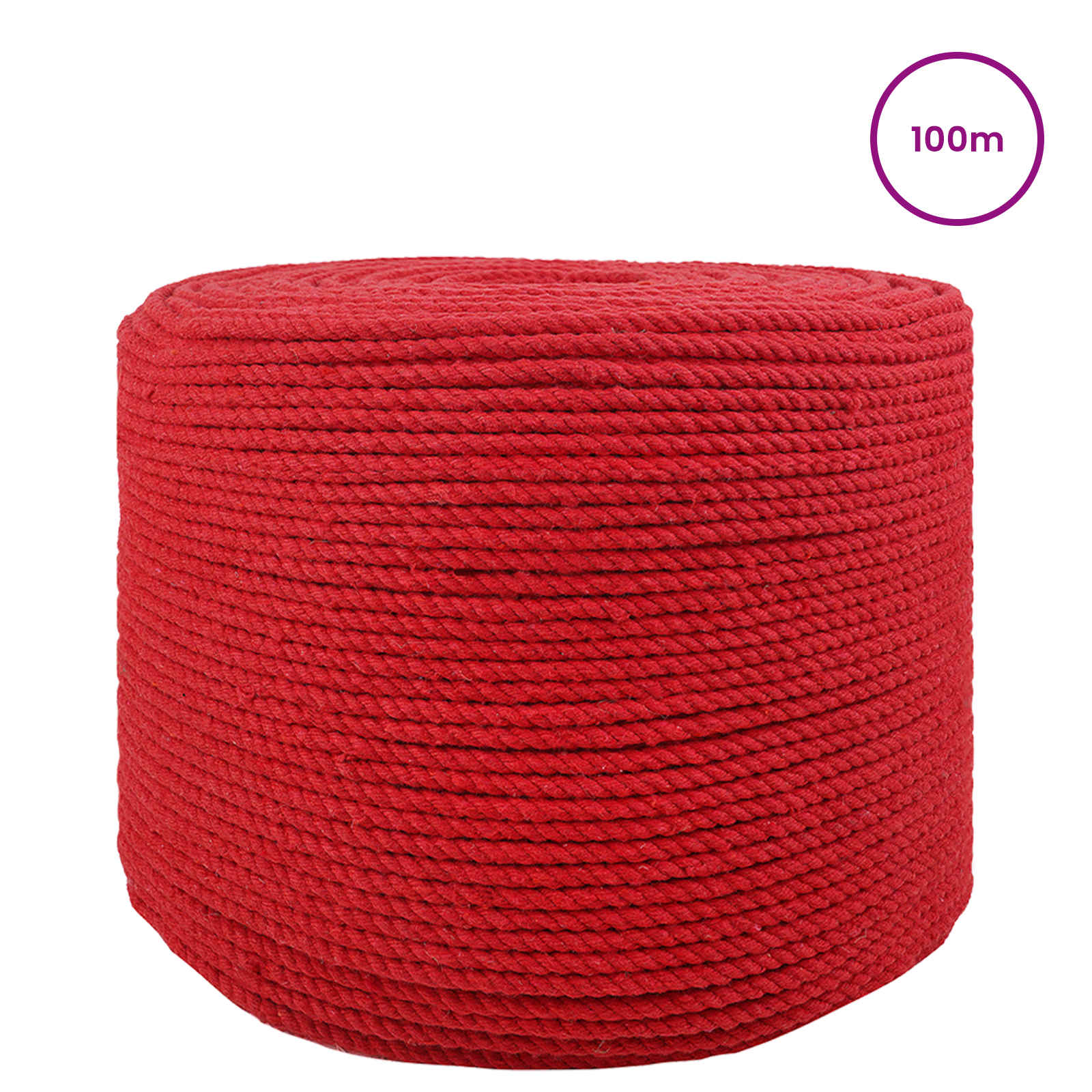 Cordão de algodão 2 unid. 2 mm 100 m vermelho 100% algodão