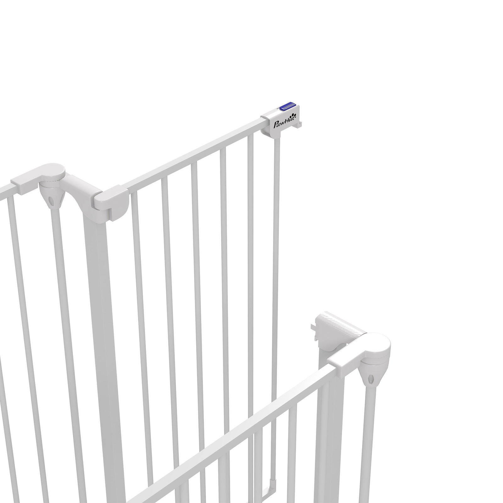 Barreira para cães de aço barreira de segurança para animais de estimação dobrável de 3 painéis duplo fechamento 206x90 cm branco