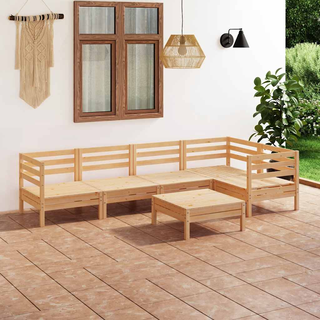 6 Pcs conjunto lounge de jardim pinho maciço