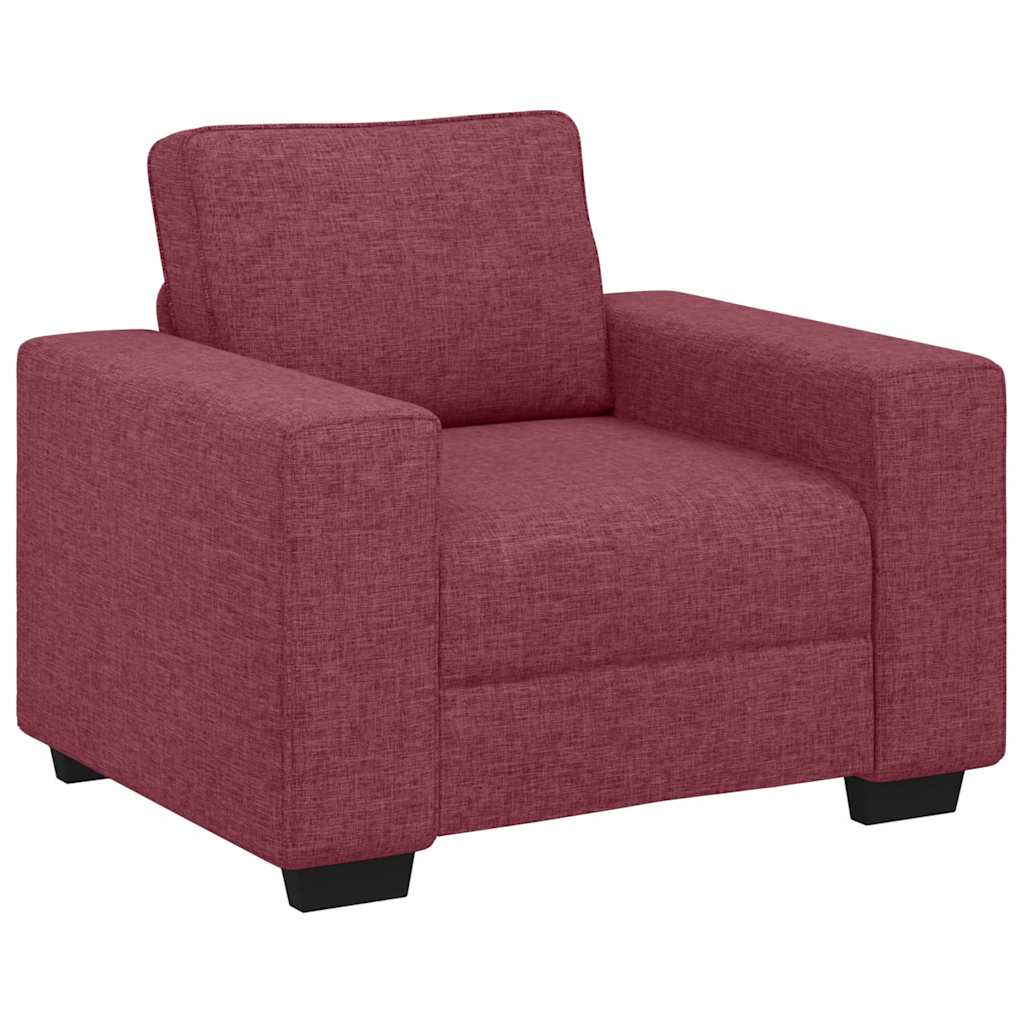Conjunto de sofá de 3 peças com almofadas em tecido vermelho vinho