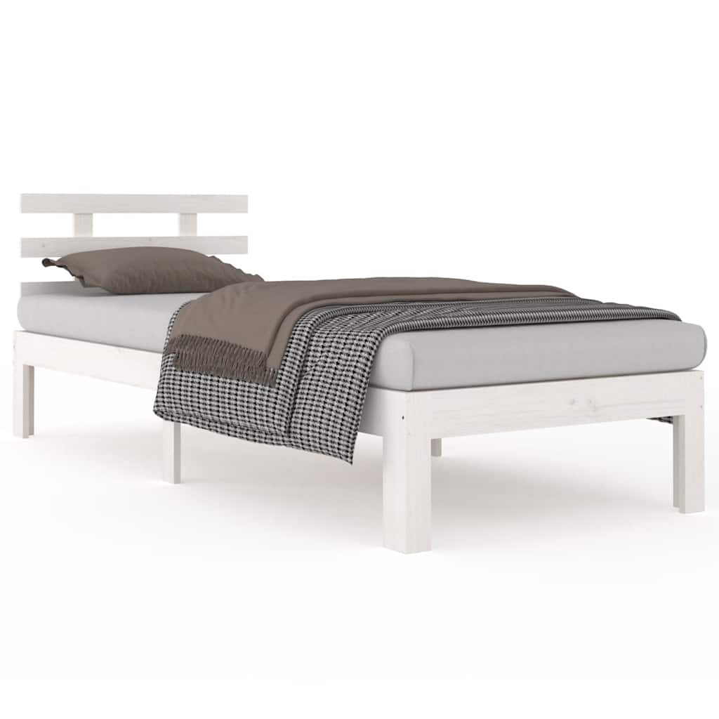 Estrutura cama pequena solteiro 75x190 cm madeira maciça branco